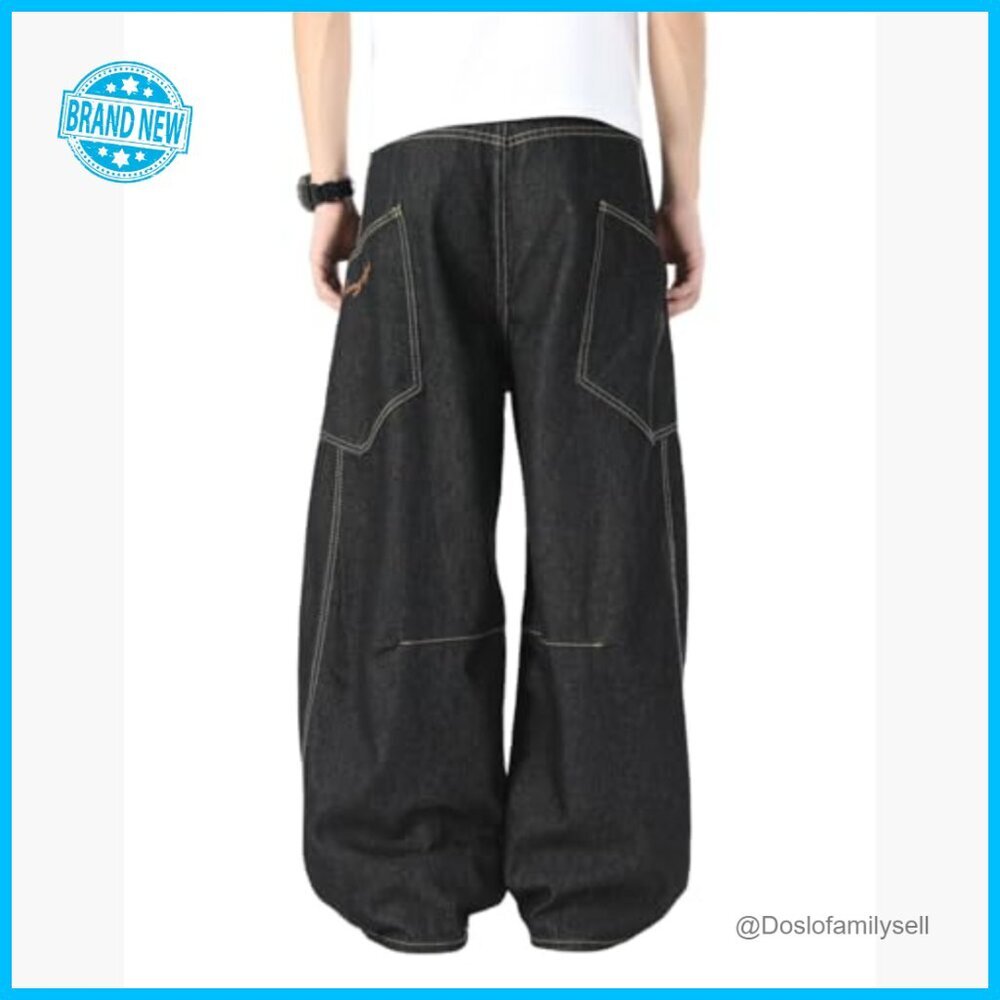 Vintage Light Wash Barrel Jeans Loose Fit Y2K Streetwear Hip Hop Denim - Picture 5 of 7